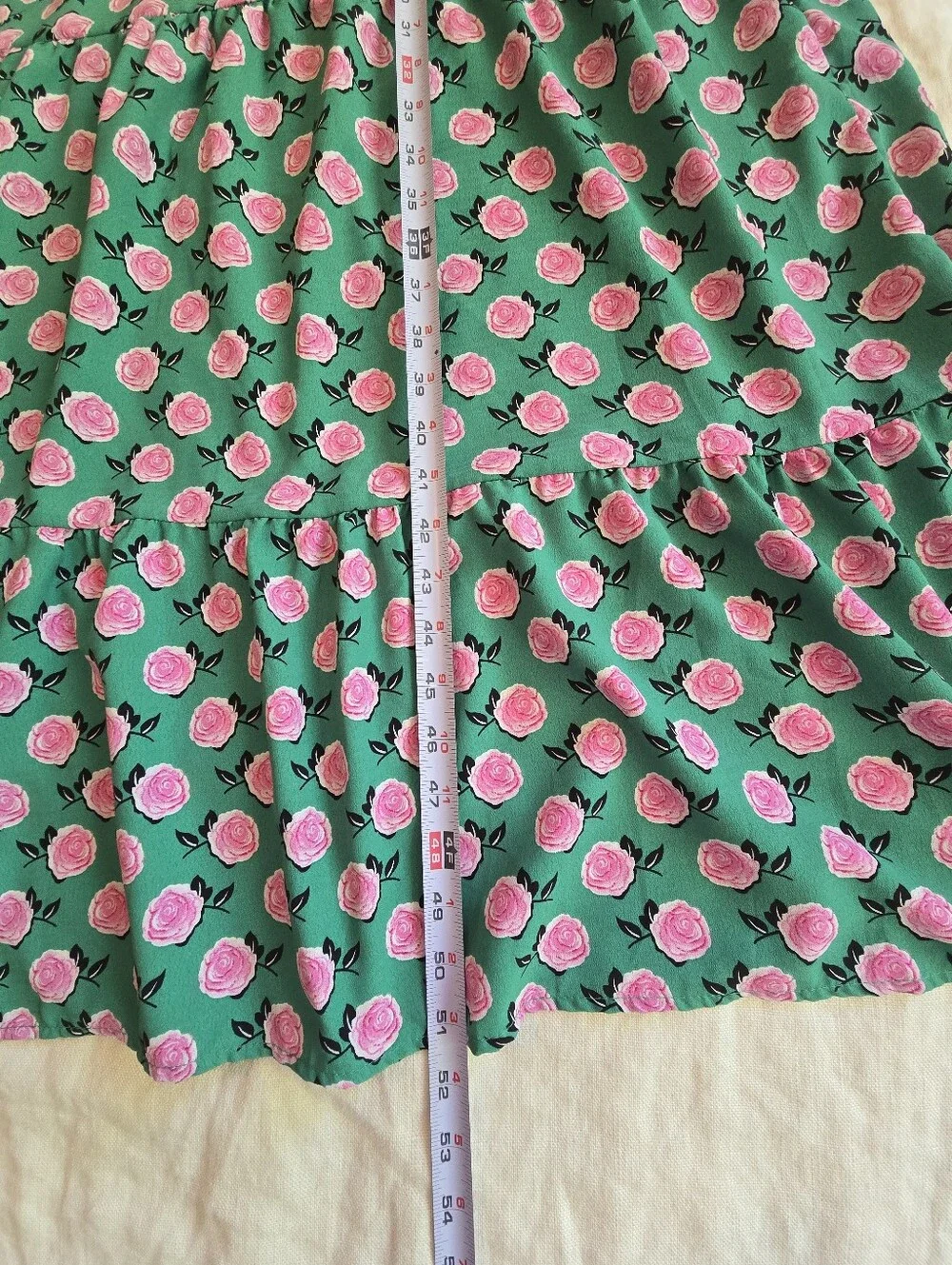 Green Floral Maxi Dress with Pink Blossoms - Picture 4 of 5